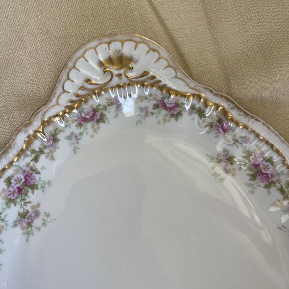Theodore Haviland Schleiger France Handled Oval Platter, Antique Double Gold 12" - Picture 2 of 8
